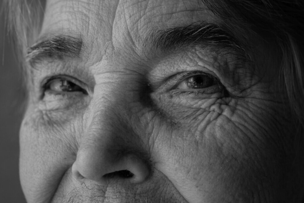 close up on older woman skin